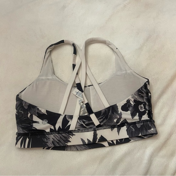 Lululemon Energy Floral Black and White Sports Bra Size 8 1130 - Picture 3 of 6